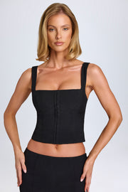 Oh Polly Tallie top corset noir à agrafes