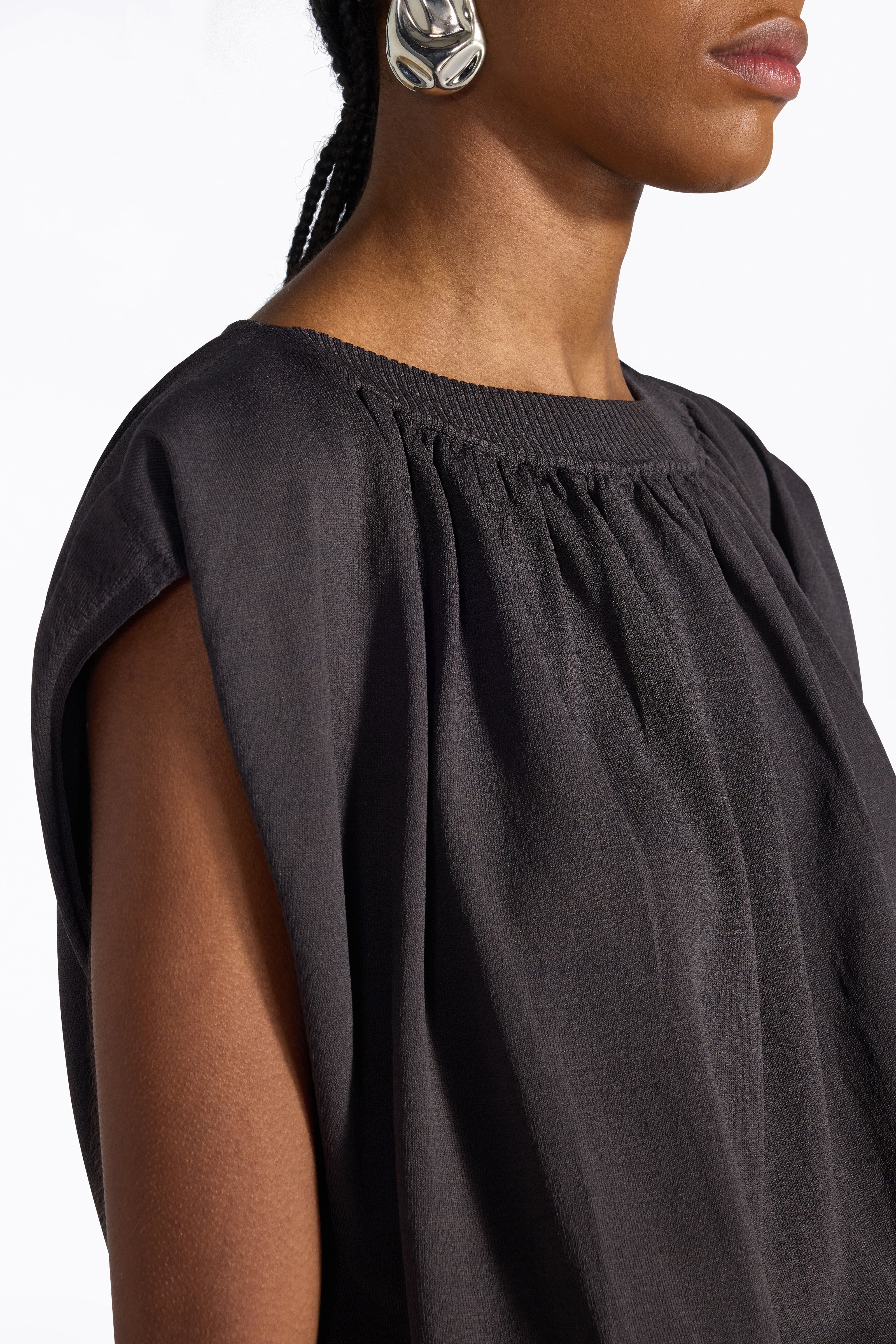 Liviana Conti Marisol Pull Viscose Stretch Ardoise Manches Ailette