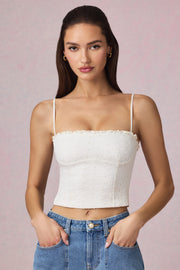 Oh Polly Tops Hania Caraco Blanc broderie anglaise