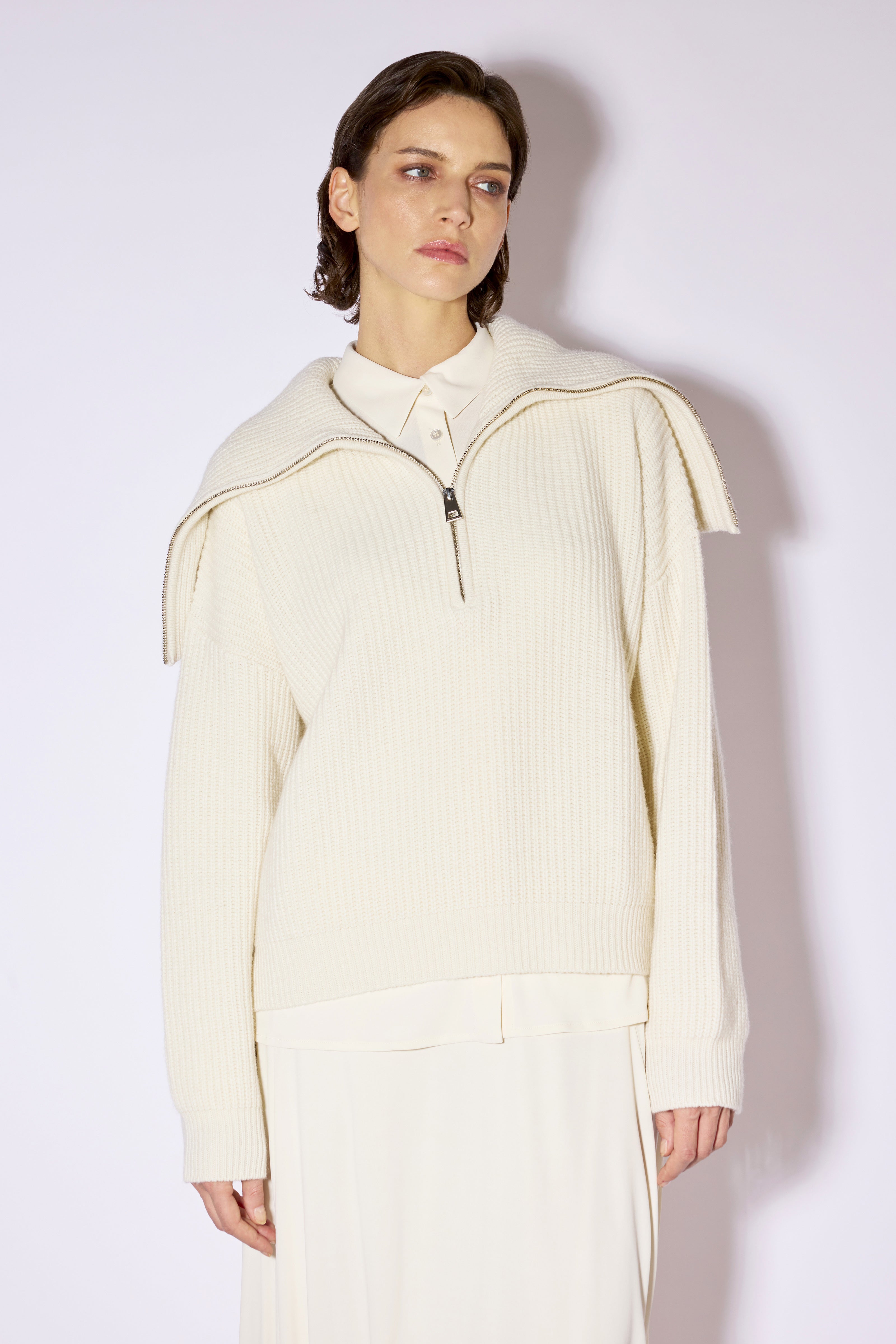 Liviana Conti Evadne pull femme pomice cachemire côtelé