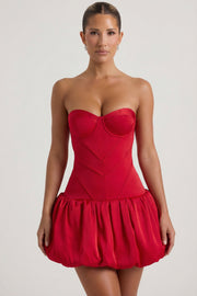 Oh Polly Maribel robe mini rouge bustier satin