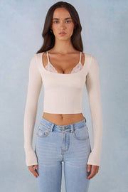 Oh Polly Base Layers Margaux 15823 top manches longues ivoire dentelle