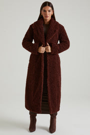 Oh Polly 7758 Manteau Femme Marron Long Fausse Fourrure