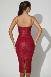 Oh Polly Embellished Eisley robe midi rouge perles