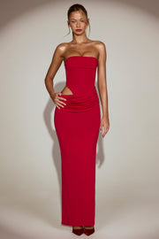 Oh Polly Zorya 15480 robe maxi rouge bandeau fendue
