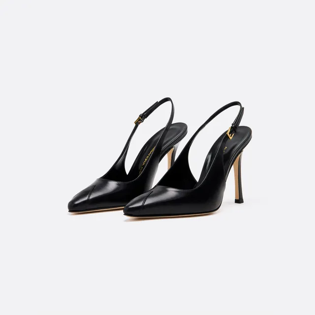 Alessandra Rich Leather Slingbacks Point escarpins noirs cuir 38