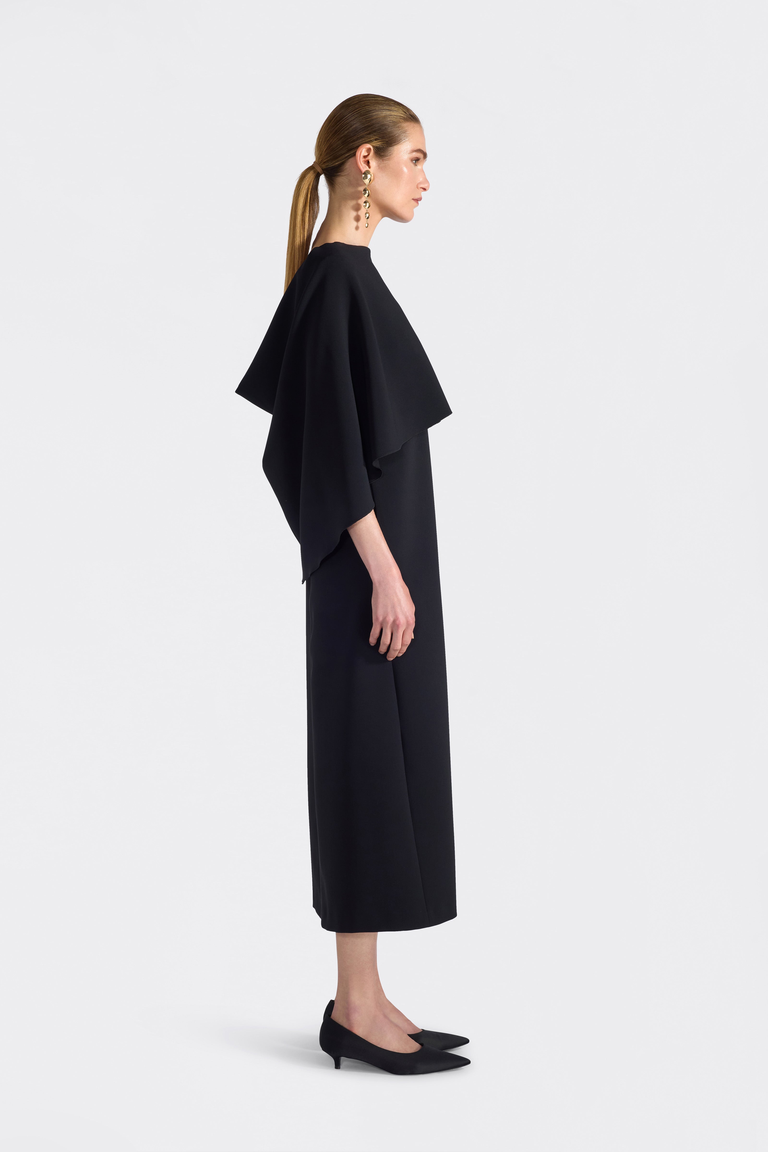 Liviana Conti Melanie robe midi noire 40 cadi drapée
