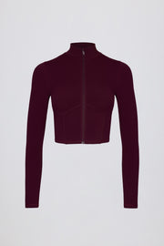 Bo+Tee Soft Active Veste Zippée Crop Bordeaux Élastane