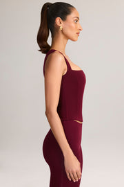 Oh Polly Vivee top bordeaux col carré moulant modal