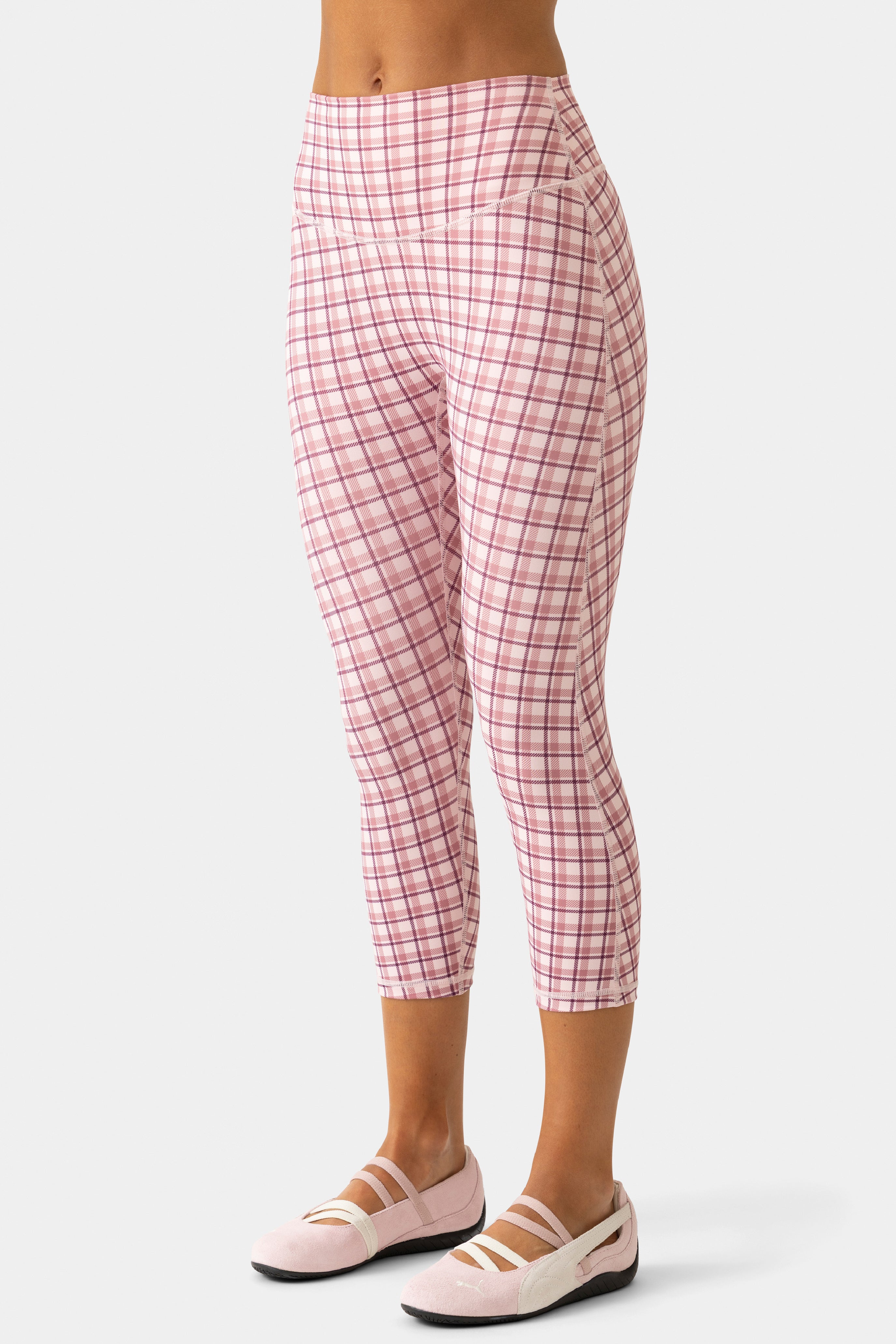 Oh Polly Bo+Tee Legging Corsaire Berry Plaid - Taille haute