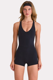 Oh Polly Bo+Tee Soft Active Unitard combishort noir col V