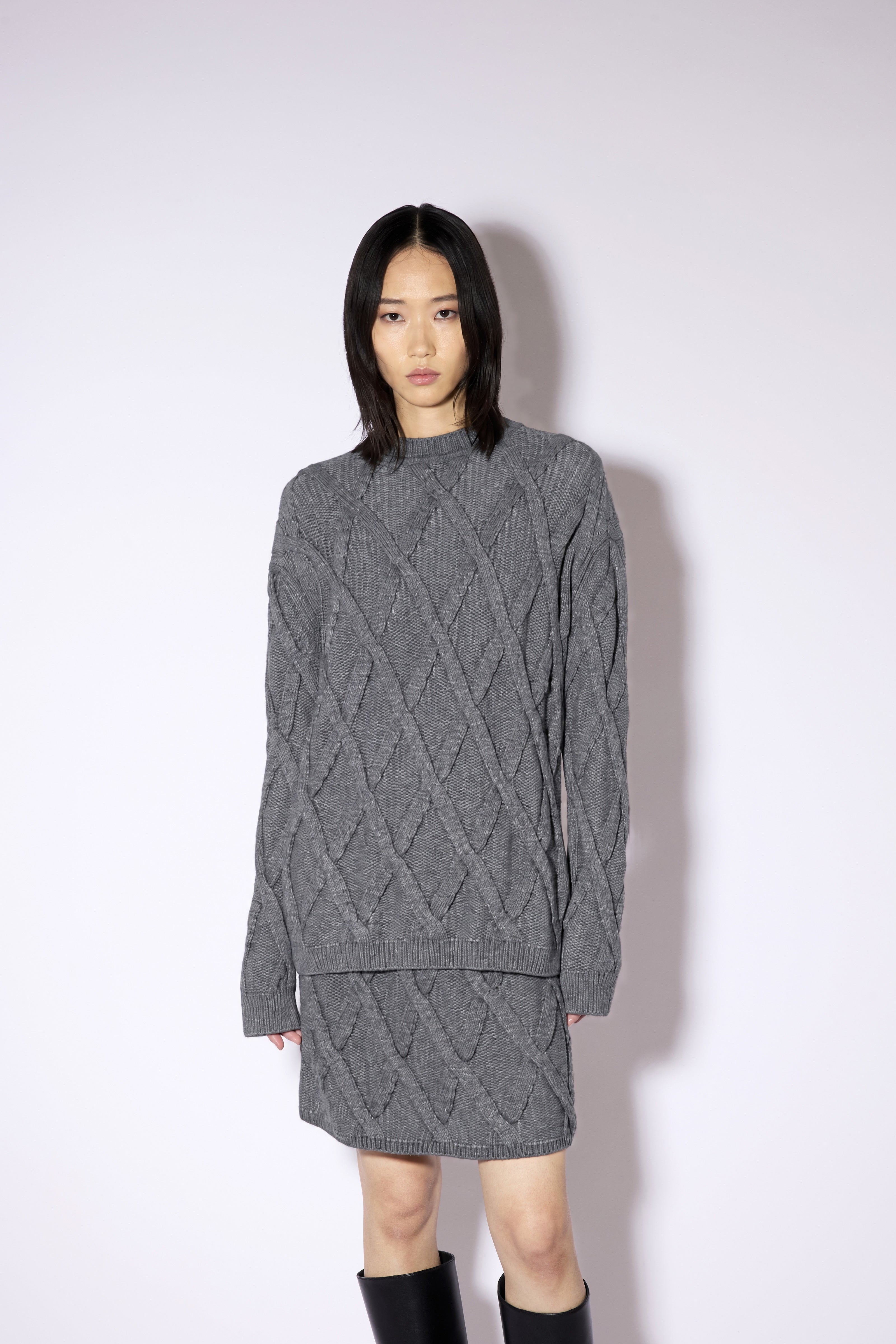 Liviana Conti Ruby pull maille anthracite gris chiné