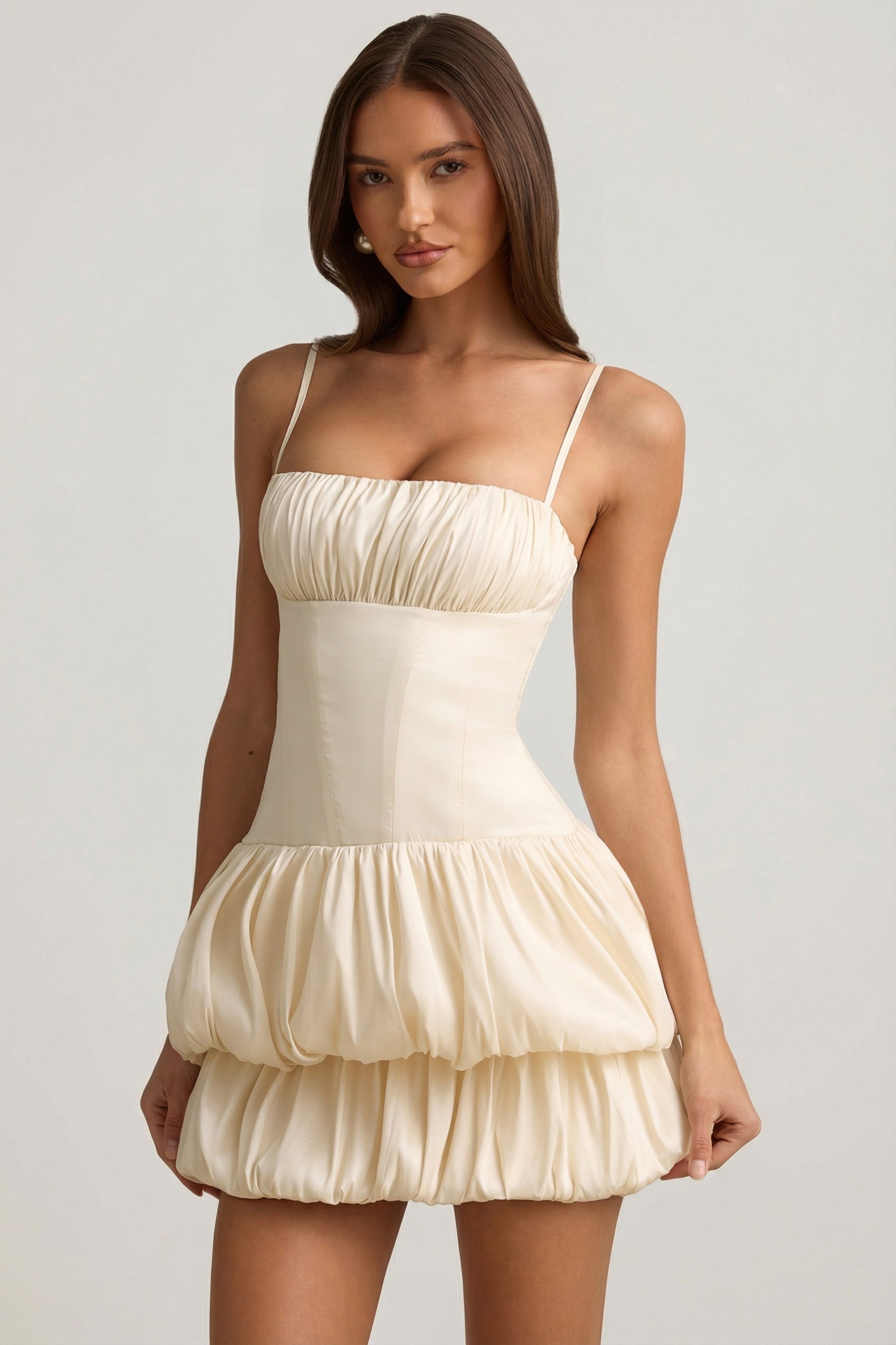 Oh Polly Clarice 12015 mini robe satin ivoire corset