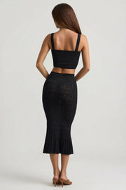 Oh Polly Skirts Yasira 13886 jupe noire maille volants