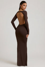 Oh Polly Regine robe longue marron chocolat modal