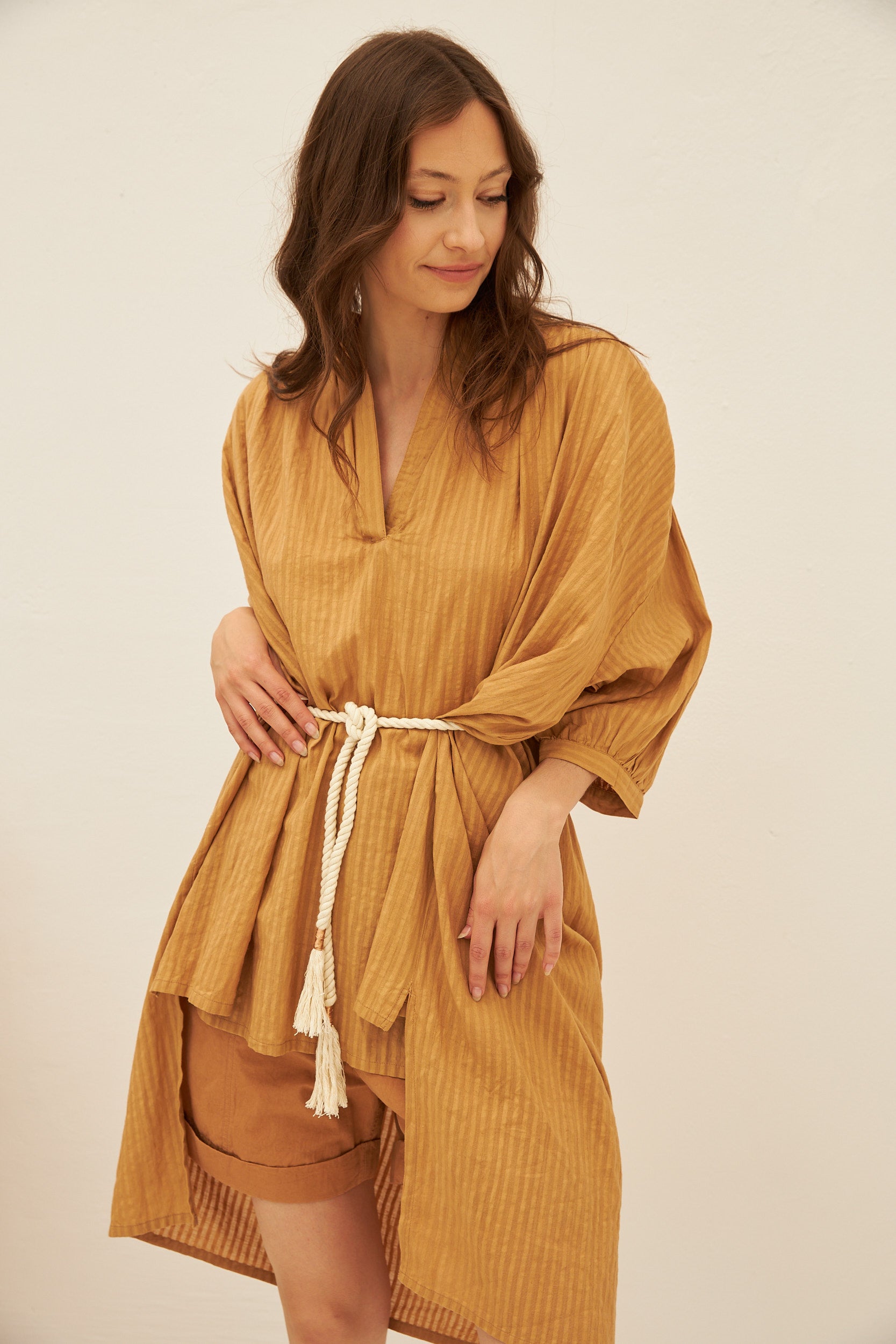Chicosoleil Vega tunique beige coton stripe S/M L/XL