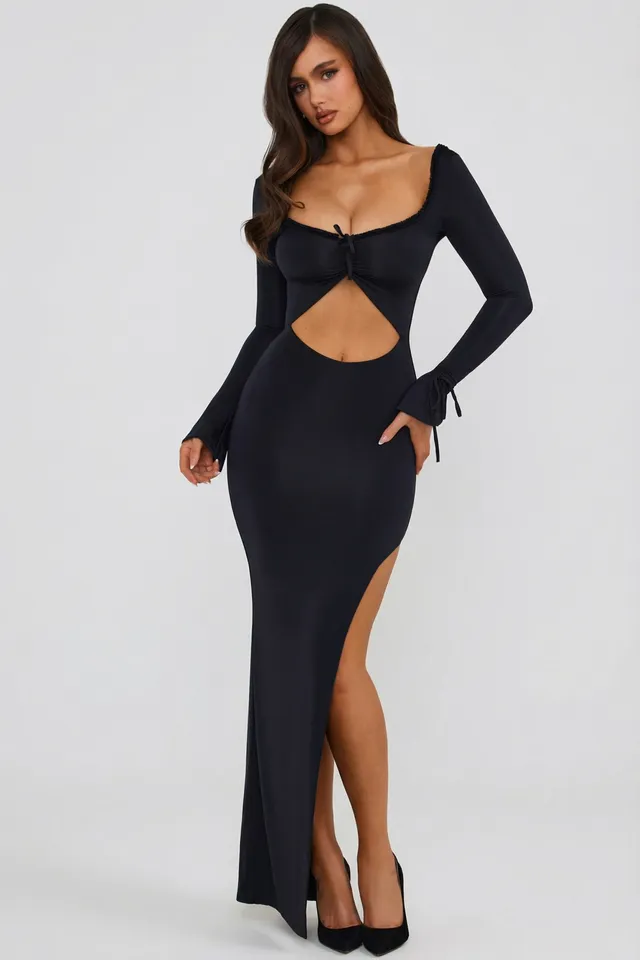 Oh Polly Matilda Cut-Out Maxi Robe Noir