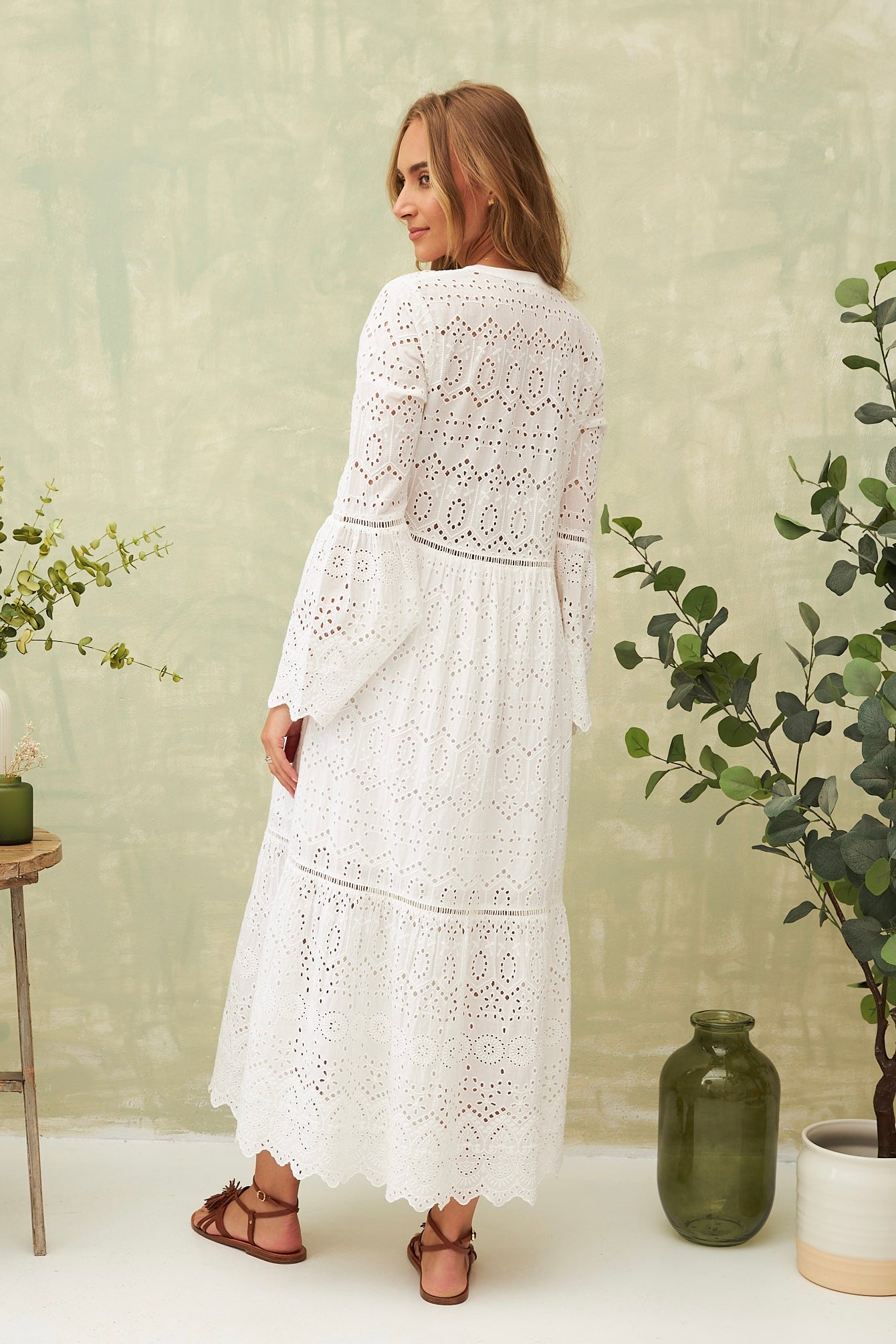 Chicosoleil Carrie robe longue blanche broderie coton