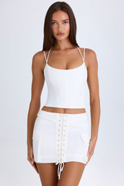 Oh Polly Mali 9414 mini jupe cargo blanche à lacets