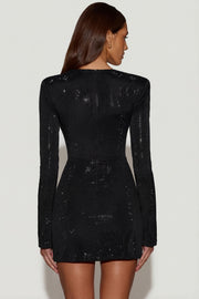 Oh Polly Nevina robe mini noire strass bodycon