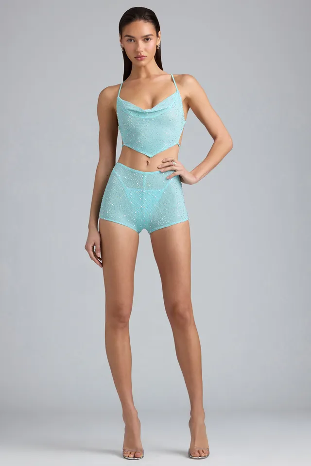 Oh Polly Embellished Stella 8353 short strass ice blue micro