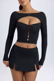 Oh Polly Dalla mini jupe noire taille basse modal