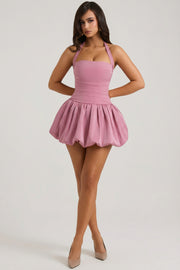 Oh Polly Ludmila robe mini corset mauve dos lacé