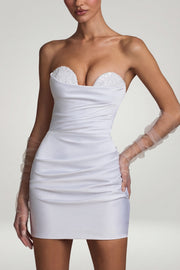 Oh Polly Tirza robe mini blanche corset satin
