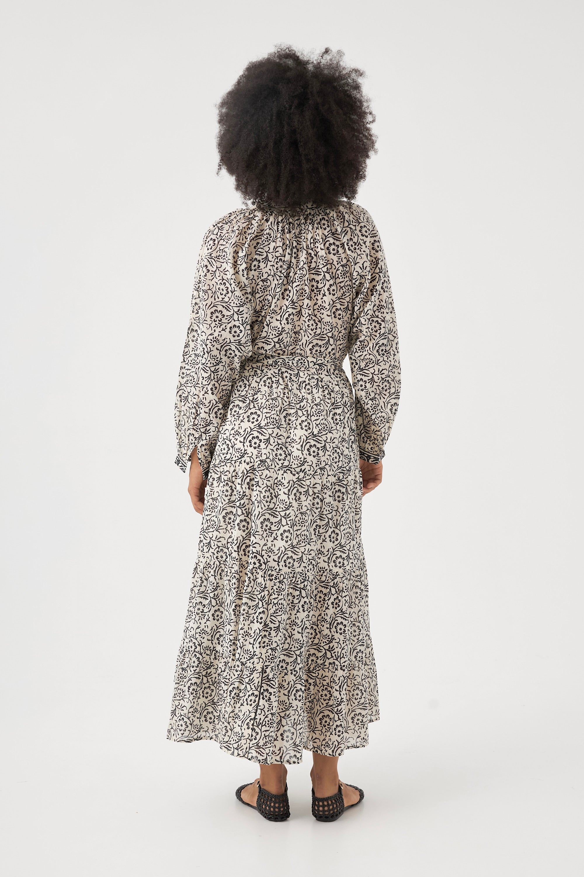 Chicosoleil Thelma robe longue coton fleurs de tiaré