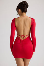 Oh Polly Demelza Robe Mini 8058 Rouge Feu Manches Longues