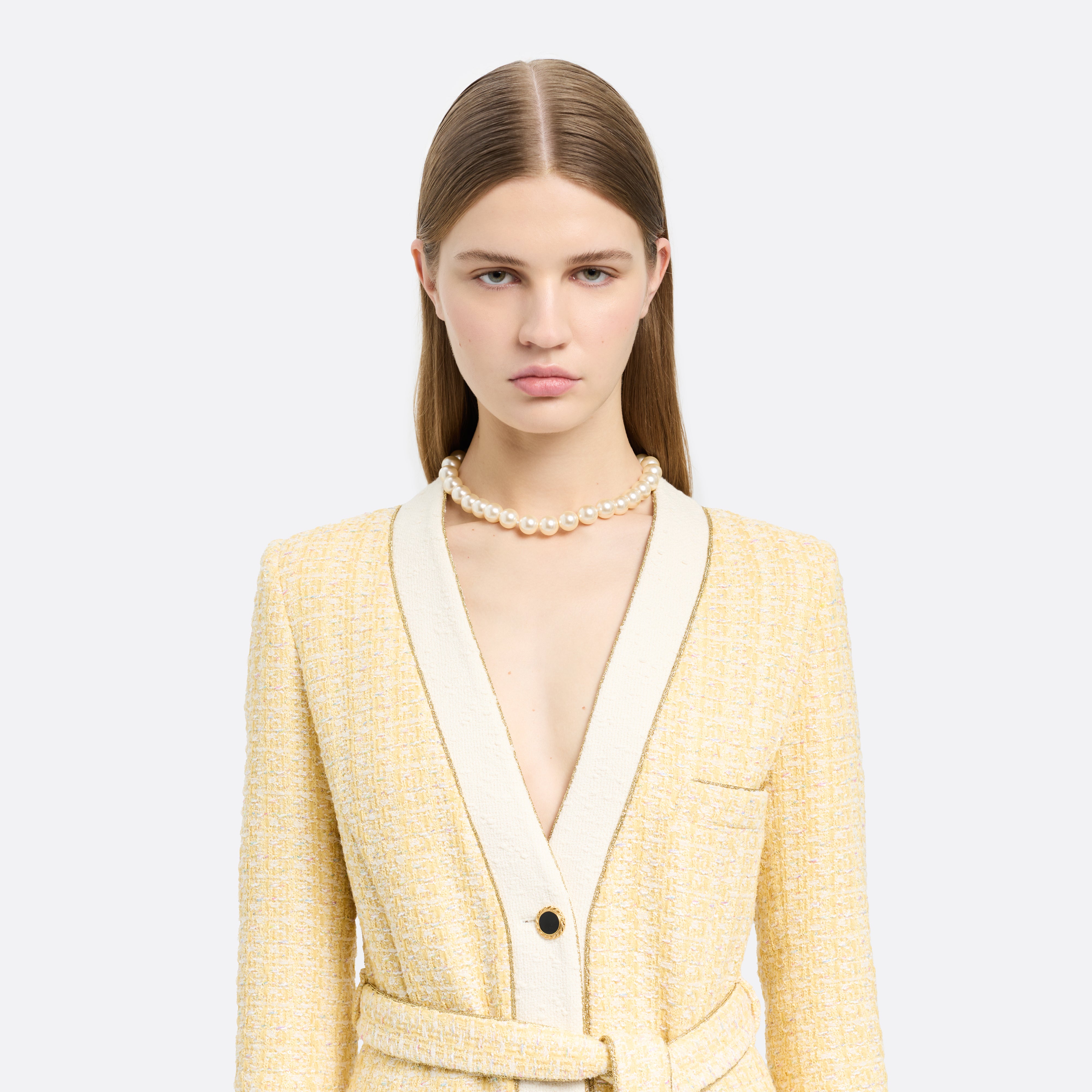 Alessandra Rich Collier perles fermoir cristal doré unique