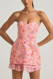 Oh Polly Eliselle mini robe bustier rose sequins corset
