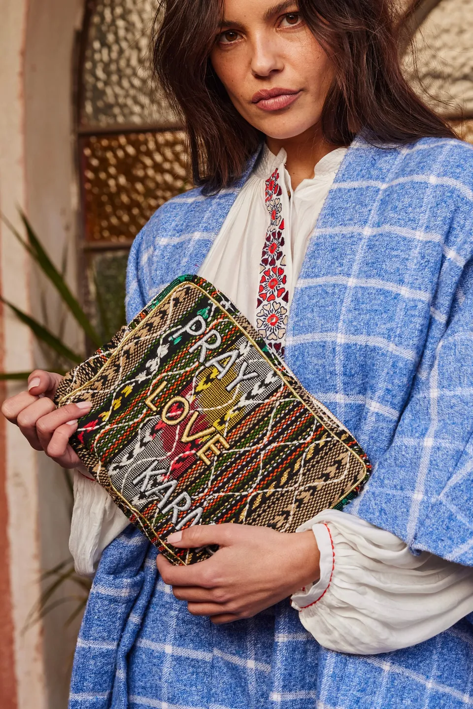ChicoSoleil Nomade pochette coton brodée noir multicolore