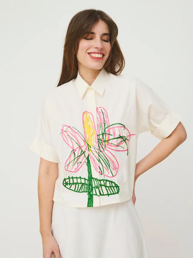 MII Les iconiques chemise Alba Mina coton brodée