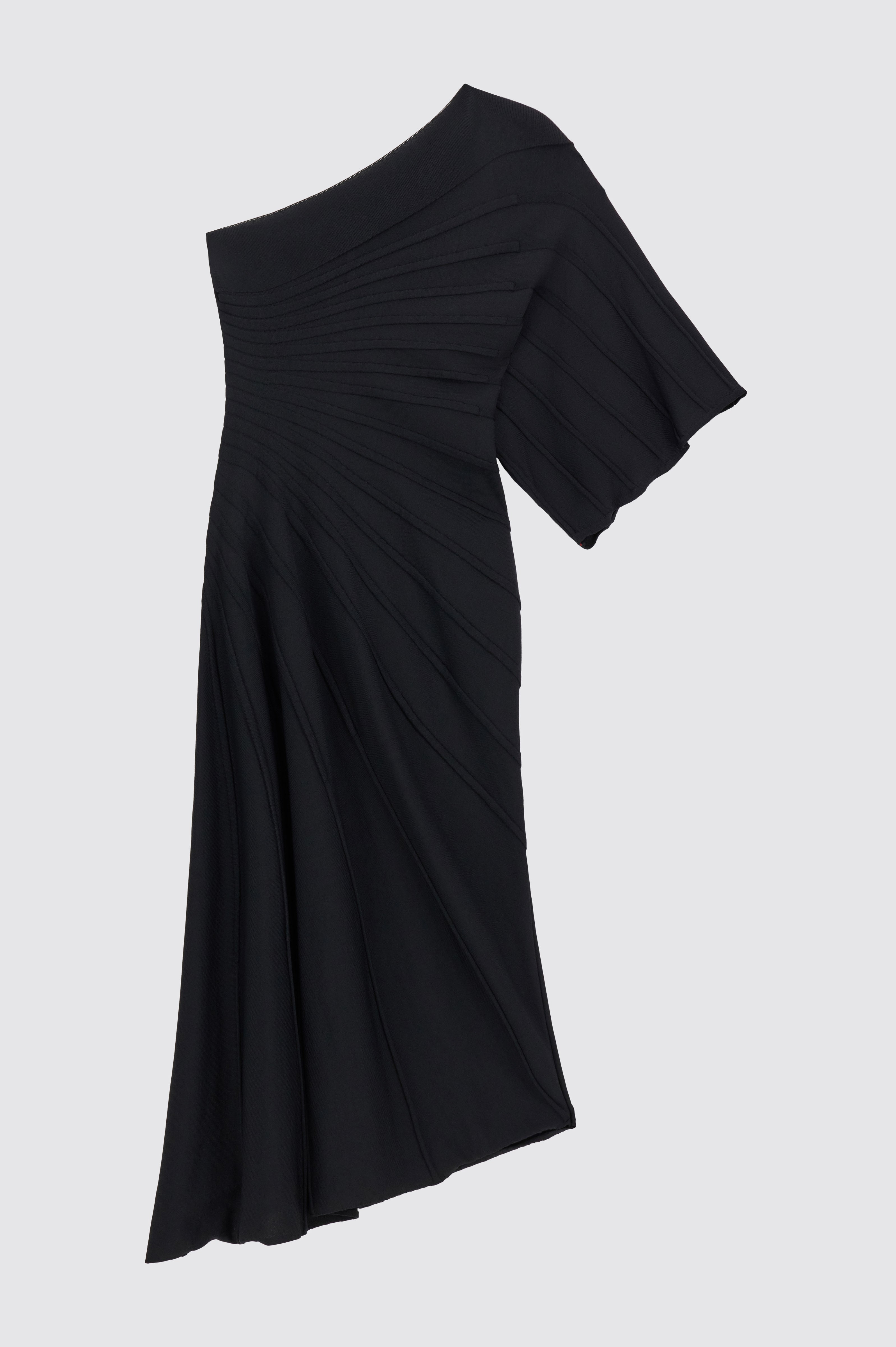 Liviana Conti Morgane robe noire asymétrique viscose stretch