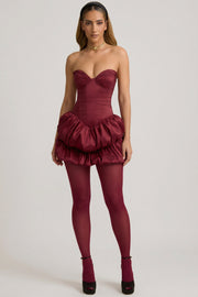 Oh Polly Laela robe mini corset satin rouge vin