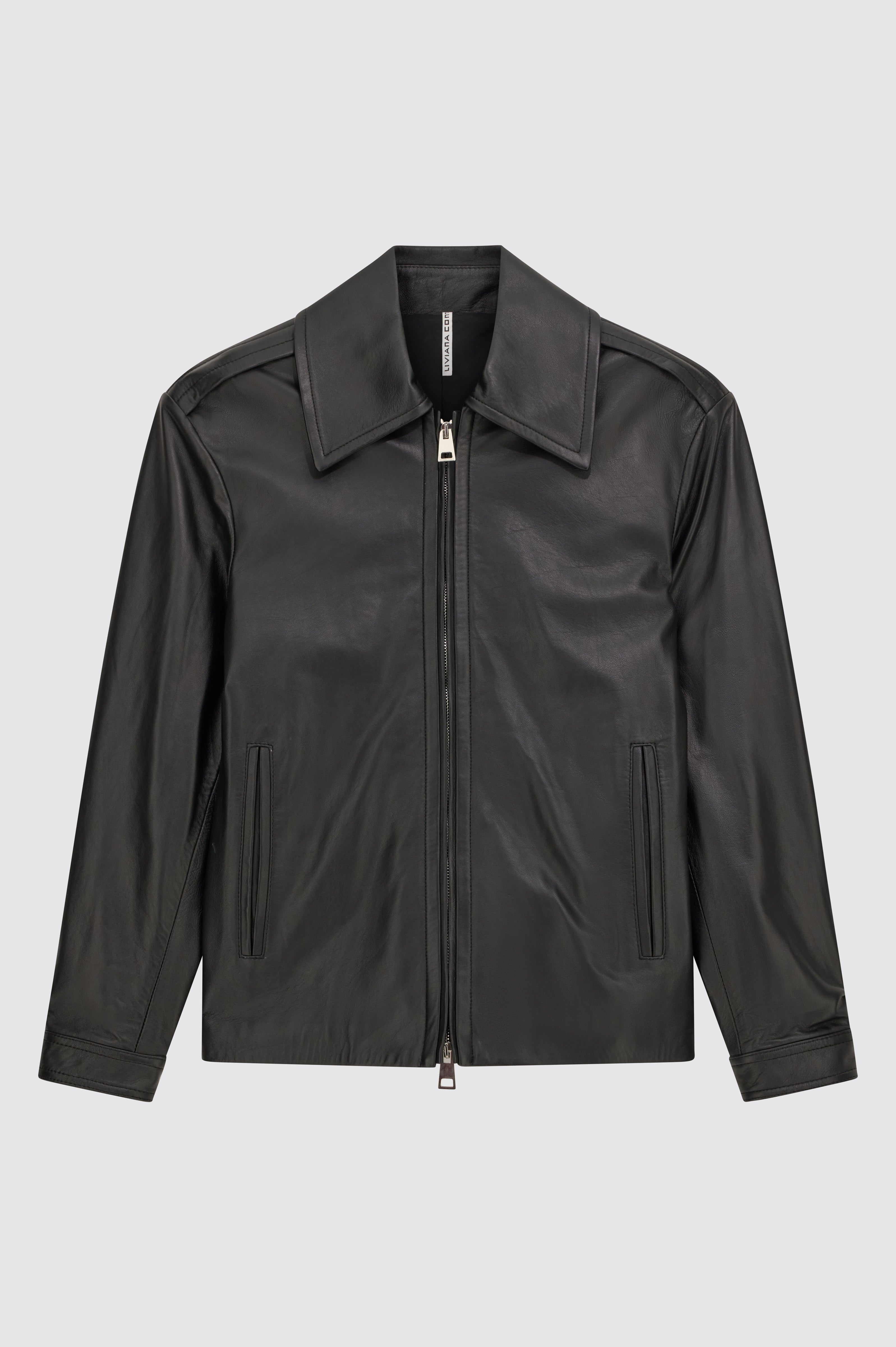 Liviana Conti Gregory veste cuir noir 38 col chemise
