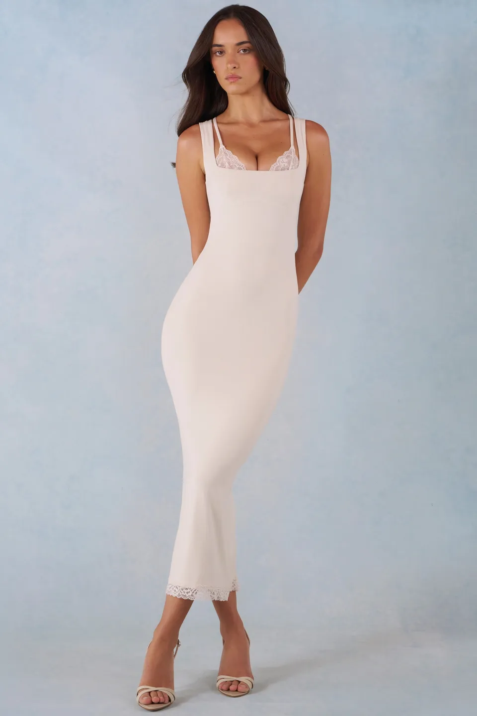 Oh Polly Sorelle robe midi ivoire dentelle modal
