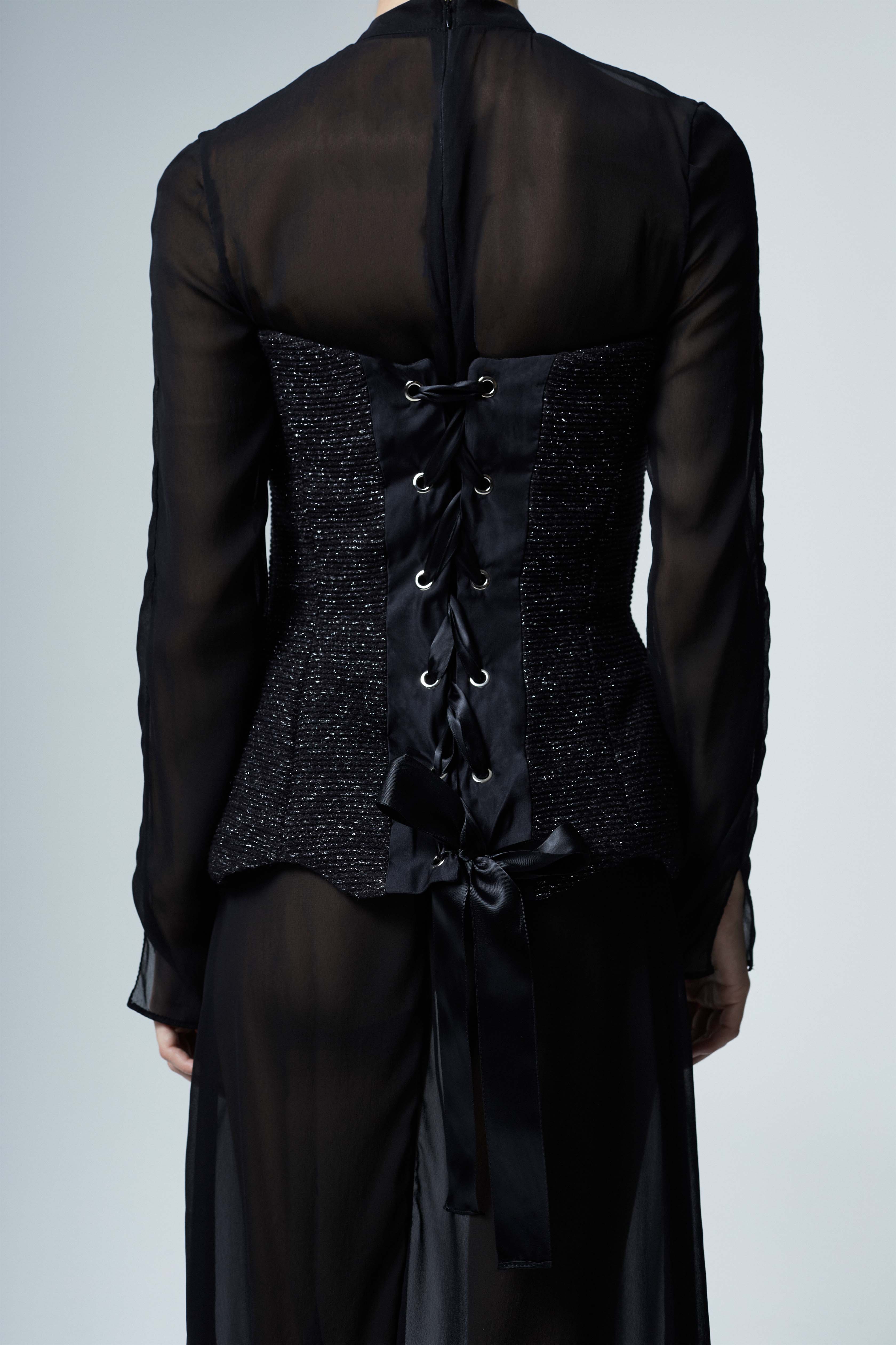 The Ethiquette Celeste bustier tweed laçage long