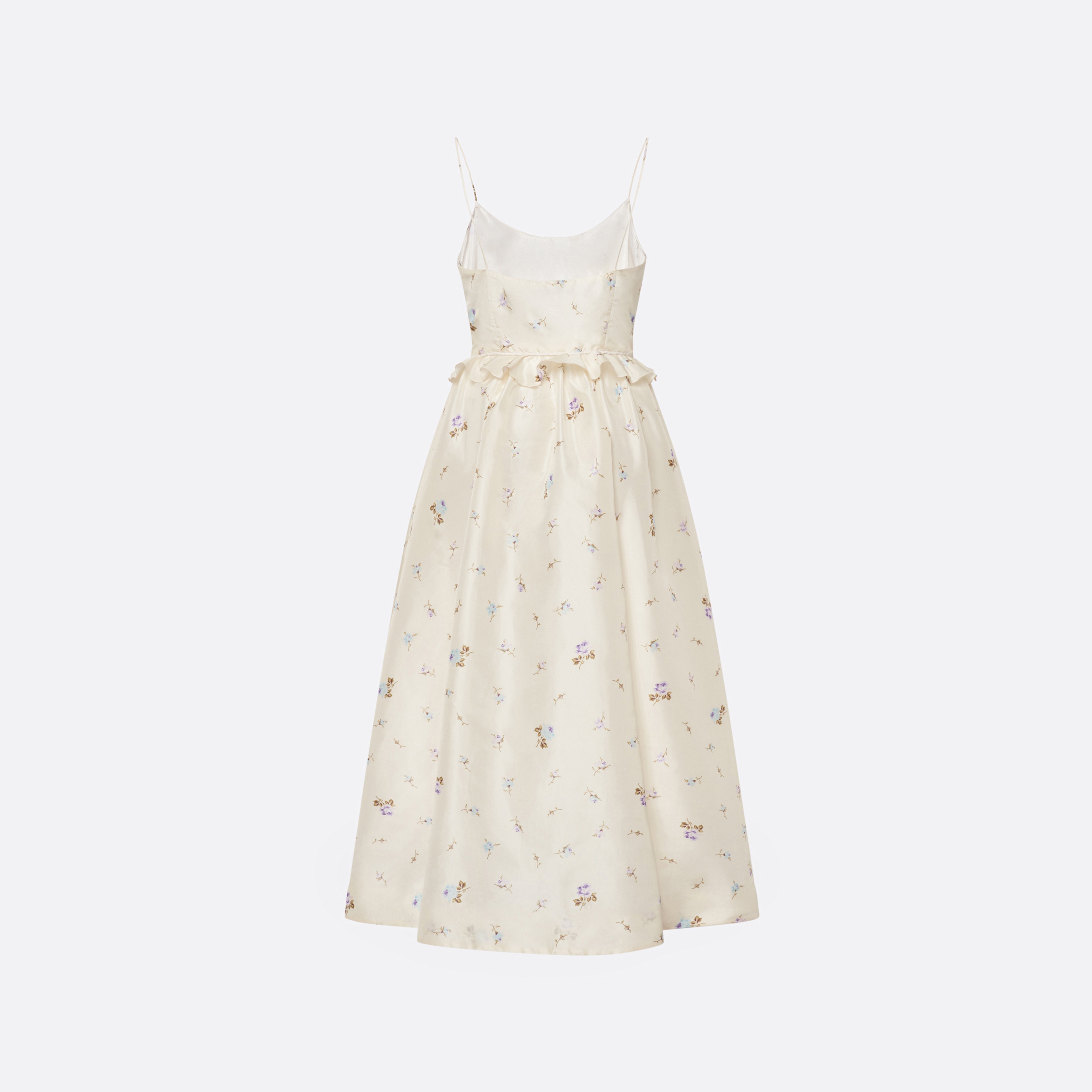 Alessandra Rich Dresses Floral Robe midi blanche à fleurs soie