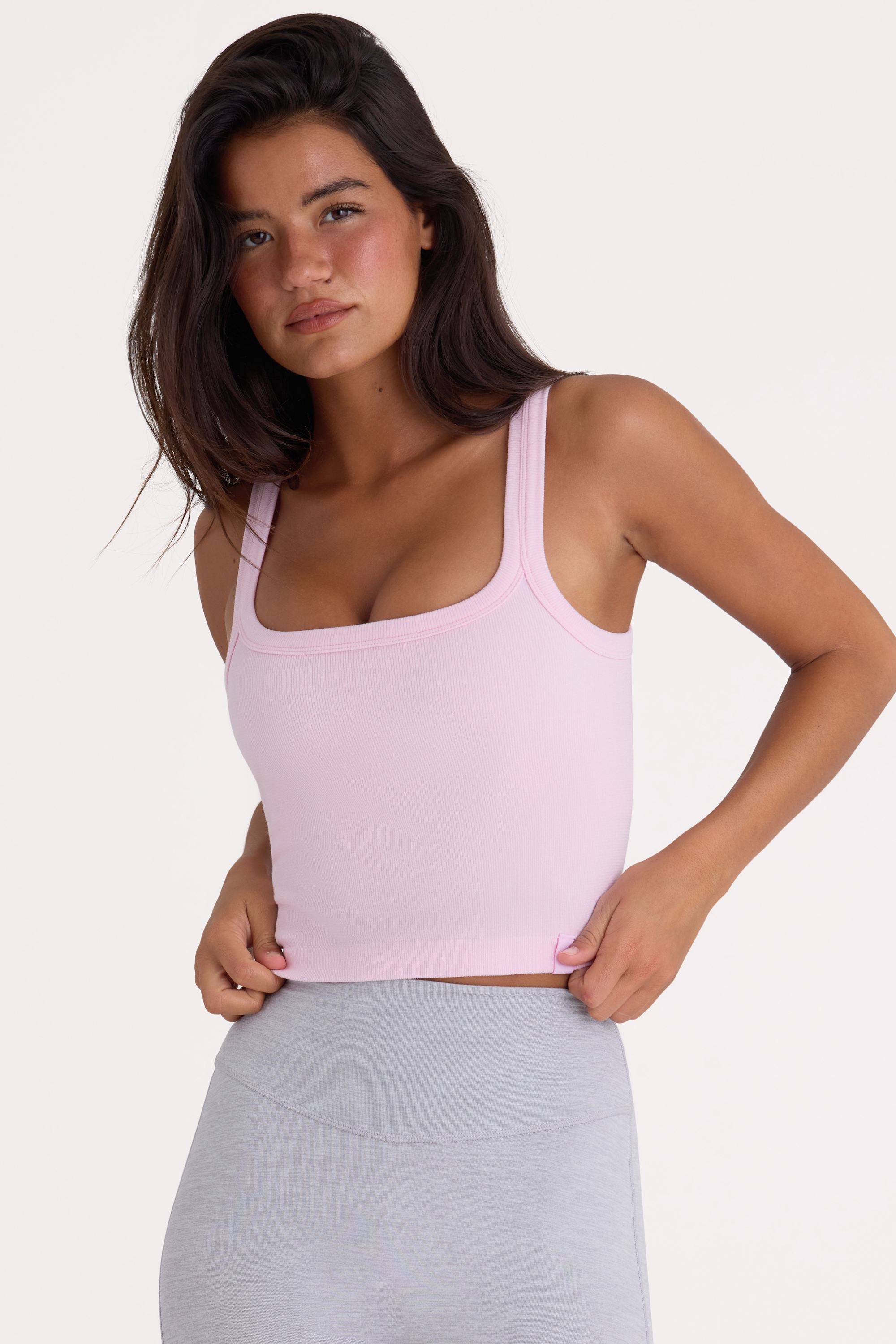 Oh Polly Bo+Tee Soft Rib Débardeur rose col carré