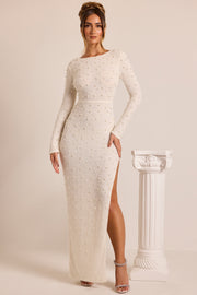 Oh Polly Vienna 6792 Robe longue blanche perlée dos nu
