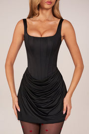 Oh Polly Dresses Lia 15906 robe mini noire satin lacets dos