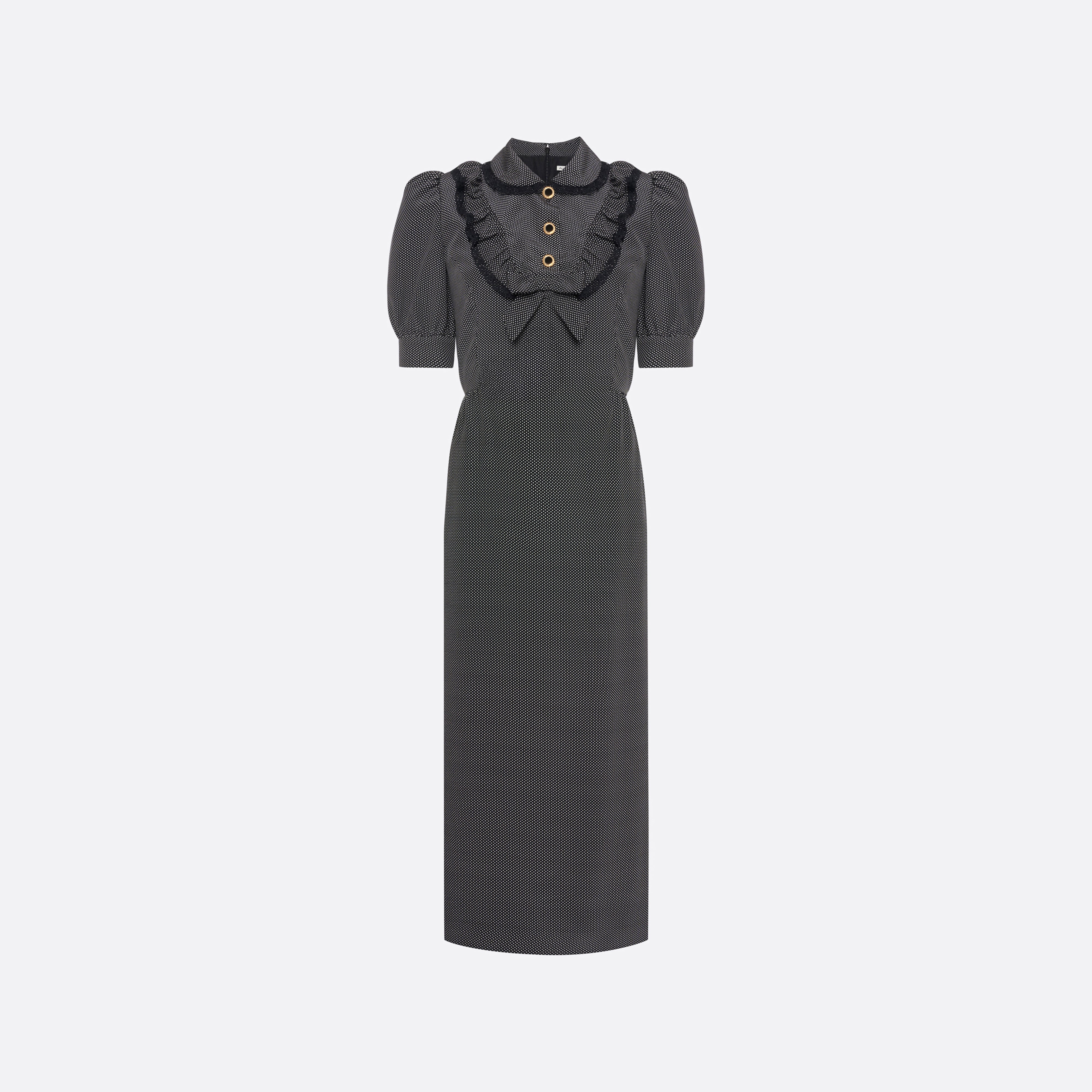 Alessandra Rich Dresses robe midi soie pois noir blanc 36-46