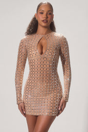 Oh Polly Ilana 11848 robe mini miel strass découpes