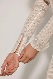 Oh Polly Natala top manches longues ivoire strass