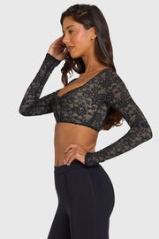 Oh Polly Tops Scout Crop Top Dentelle Noir Stretch