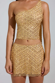 Oh Polly Adhara micro mini jupe dorée taille basse strass