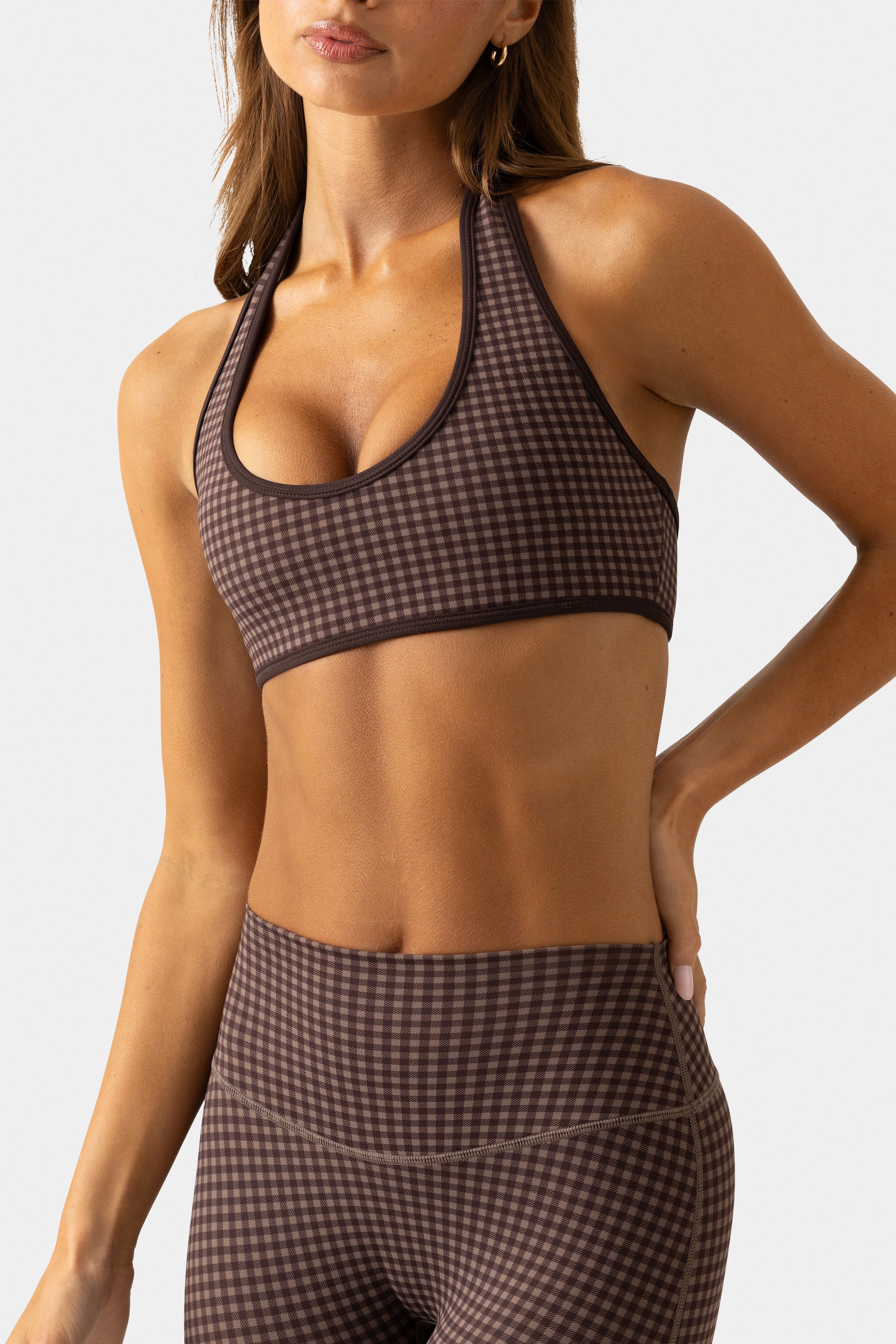 Oh Polly Bo+Tee Brassière sport réversible Espresso Gingham