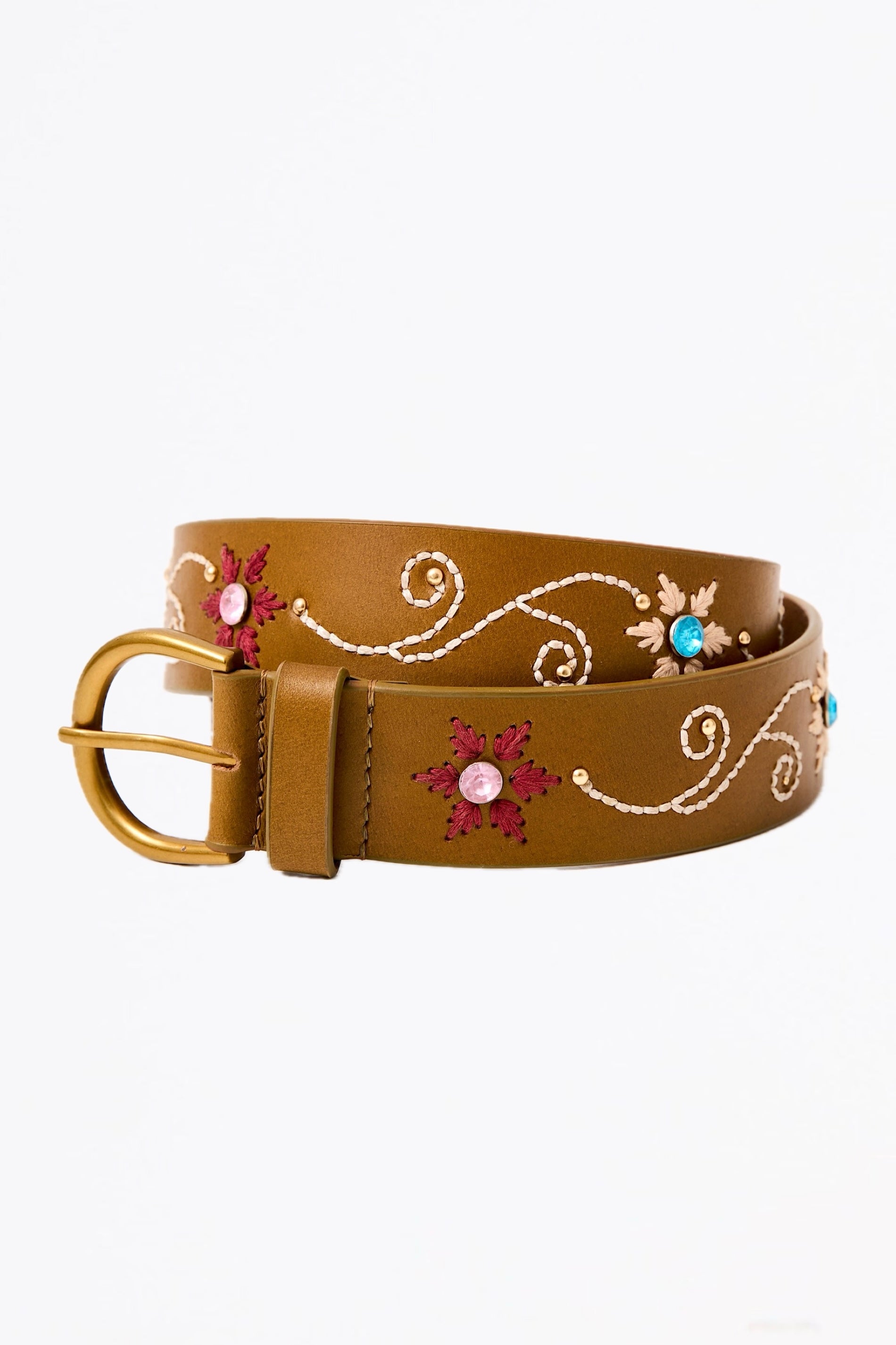 Chicosoleil Rudy ceinture cuir olive boucle